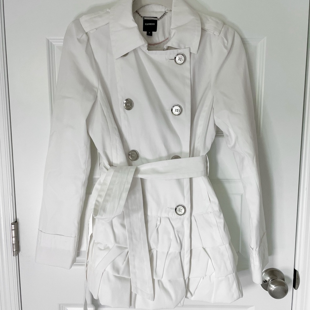 Express White Peplum Trenchcoat - S